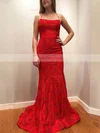 Trumpet/Mermaid Square Neckline Lace Sweep Train Beading Prom Dresses #Favs020106653