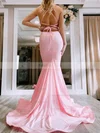 Trumpet/Mermaid V-neck Jersey Sweep Train Prom Dresses #Favs020106694