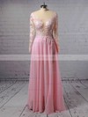A-line Scoop Neck Chiffon Floor-length Appliques Lace Prom Dresses #Favs020103456