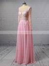 A-line Scoop Neck Chiffon Floor-length Appliques Lace Prom Dresses #Favs020103456