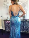 Trumpet/Mermaid V-neck Sequined Sweep Train Split Front Prom Dresses #Favs020106707