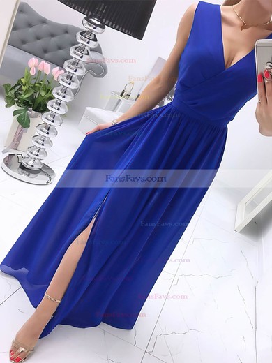 A-line V-neck Chiffon Floor-length Ruffles Prom Dresses #Favs020106708