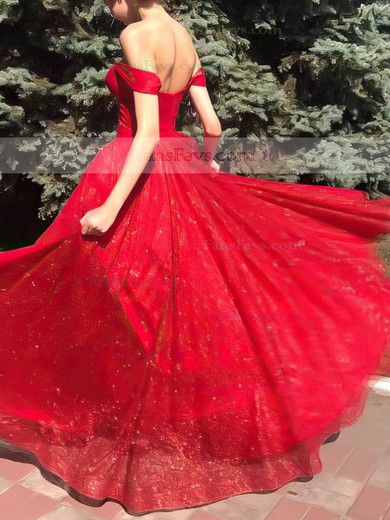 A-line Off-the-shoulder Glitter Floor-length Prom Dresses #Favs020106749