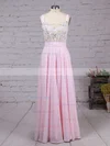 A-line V-neck Chiffon Floor-length Beading Prom Dresses #Favs020103496