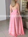 A-line V-neck Silk-like Satin Sweep Train Split Front Prom Dresses #Favs020106773