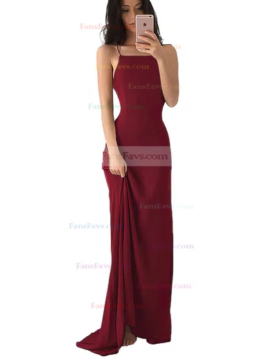 Sheath/Column Square Neckline Chiffon Floor-length Prom Dresses #Favs020103498
