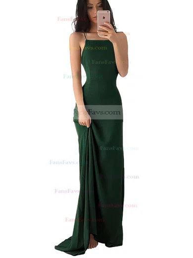 Sheath/Column Square Neckline Chiffon Floor-length Prom Dresses #Favs020103498