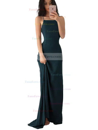 Sheath/Column Square Neckline Chiffon Floor-length Prom Dresses #Favs020103498