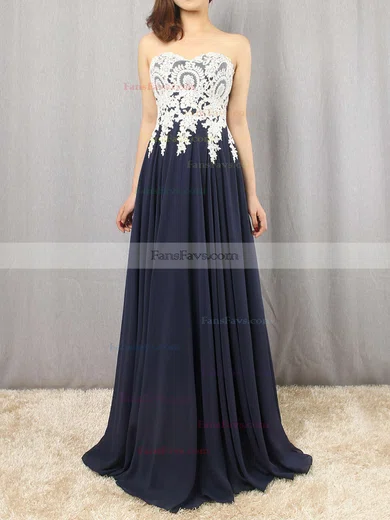 A-line Sweetheart Chiffon Floor-length Appliques Lace Prom Dresses #Favs020103501