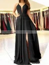 A-line V-neck Chiffon Sweep Train Ruffles Prom Dresses #Favs020106832