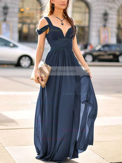Empire V-neck Chiffon Floor-length Ruffles Prom Dresses #Favs020103506