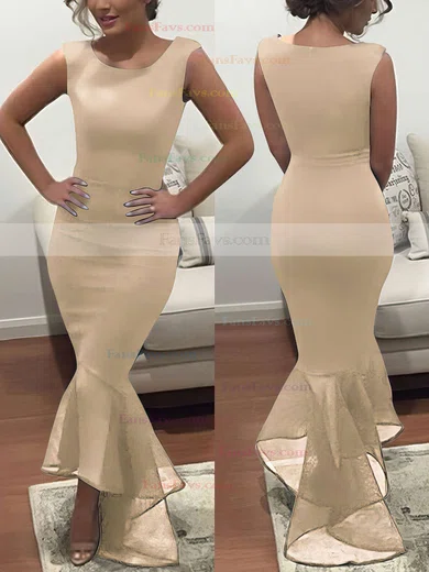 Trumpet/Mermaid Scoop Neck Stretch Crepe Asymmetrical Prom Dresses #Favs020102330