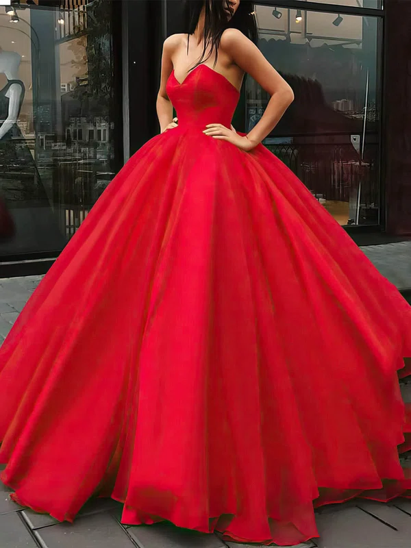 Ball Gown V-neck Organza Floor-length Prom Dresses #Favs020106939