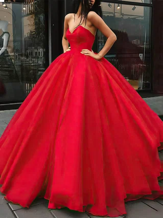 Ball Gown V-neck Organza Floor-length Prom Dresses #Favs020106939 Ball Gown V-neck Organza Floor-length Prom Dresses #Favs020106939