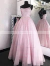 A-line Square Neckline Glitter Sweep Train Pockets Prom Dresses #Favs020106947
