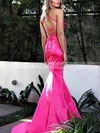 V-neck Silk-like Satin Sweep Train Split Front Prom Dresses #Favs020106953