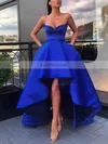 A-line Strapless Satin Asymmetrical Pockets Prom Dresses #Favs020106964