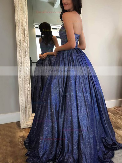 A-line Halter Glitter Sweep Train Pockets Prom Dresses #Favs020106972