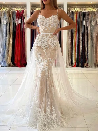 Trumpet/Mermaid Sweetheart Tulle Detachable Beading Prom Dresses #Favs020106973