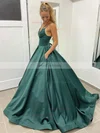 Ball Gown V-neck Satin Court Train Pockets Prom Dresses #Favs020106979