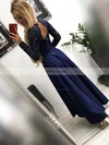 A-line V-neck Silk-like Satin Asymmetrical Lace Prom Dresses #Favs020107013