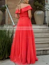 A-line Off-the-shoulder Tulle Sweep Train Prom Dresses #Favs020107031