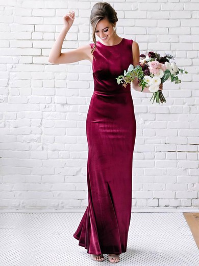 Sheath/Column Scoop Neck Velvet Ankle-length Prom Dresses #Favs020107040
