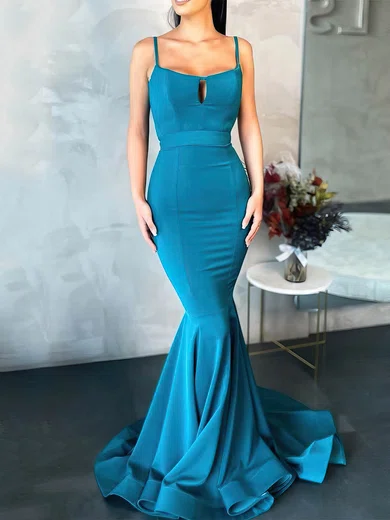 Trumpet/Mermaid Square Neckline Stretch Crepe Sweep Train Prom Dresses #Favs020107043