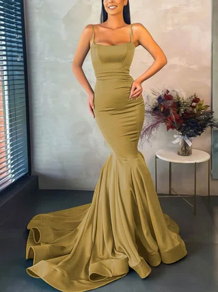 Trumpet/Mermaid Square Neckline Stretch Crepe Sweep Train Prom Dresses #Favs020107045 Trumpet/Mermaid Square Neckline Stretch Crepe Sweep Train Prom Dresses #Favs020107045