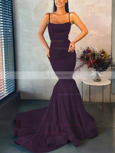 Trumpet/Mermaid Square Neckline Stretch Crepe Sweep Train Prom Dresses #Favs020107045