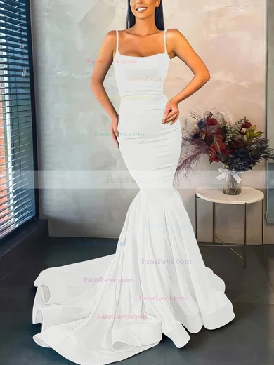 Trumpet/Mermaid Square Neckline Stretch Crepe Sweep Train Prom Dresses #Favs020107045