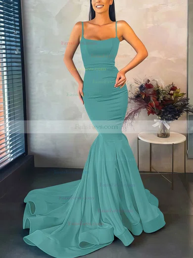 Trumpet/Mermaid Square Neckline Stretch Crepe Sweep Train Prom Dresses #Favs020107045