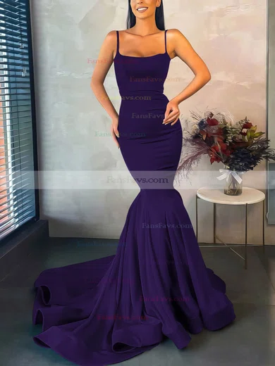 Trumpet/Mermaid Square Neckline Stretch Crepe Sweep Train Prom Dresses #Favs020107045