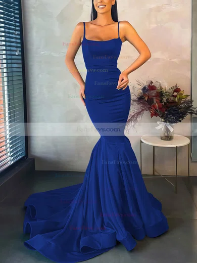 Trumpet/Mermaid Square Neckline Stretch Crepe Sweep Train Prom Dresses #Favs020107045