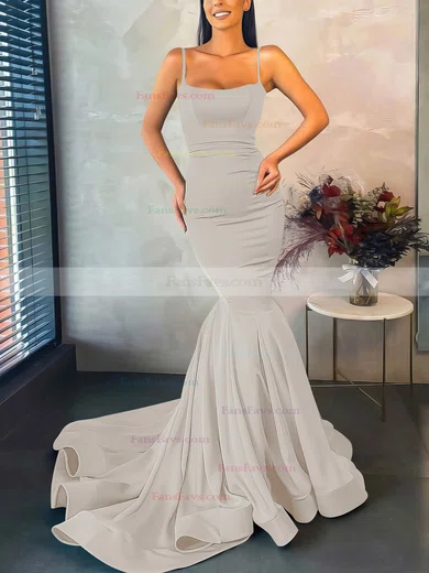 Trumpet/Mermaid Square Neckline Stretch Crepe Sweep Train Prom Dresses #Favs020107045