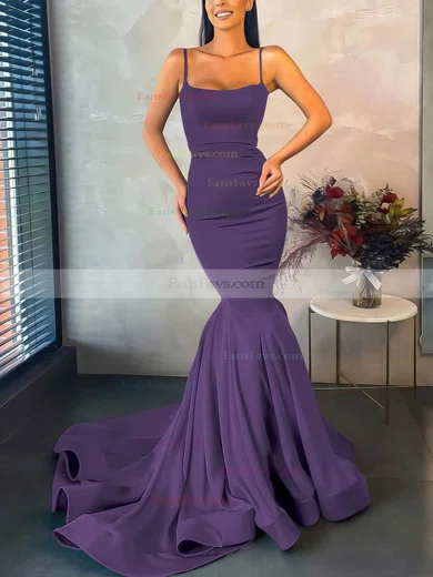 Trumpet/Mermaid Square Neckline Stretch Crepe Sweep Train Prom Dresses #Favs020107045