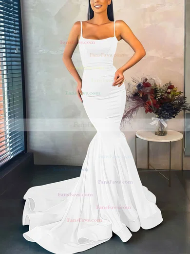 Trumpet/Mermaid Square Neckline Stretch Crepe Sweep Train Prom Dresses #Favs020107045