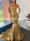 Trumpet/Mermaid Square Neckline Stretch Crepe Sweep Train Prom Dresses #Favs020107045