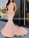 Trumpet/Mermaid Halter Silk-like Satin Court Train Cascading Ruffles Prom Dresses #Favs020107051