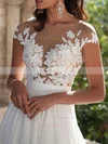 A-line Scoop Neck Chiffon Sweep Train Appliques Lace Prom Dresses #Favs020103578
