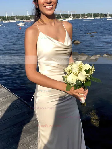 Sheath/Column Cowl Neck Silk-like Satin Floor-length Ruffles Prom Dresses #Favs020107092