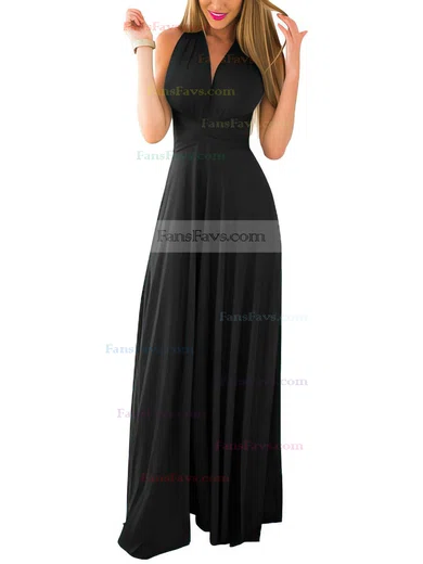 A line V neck Chiffon Floor length Ruffles Prom Dresses www.fansfavs