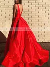 Ball Gown V-neck Satin Sweep Train Pockets Prom Dresses #Favs020107146
