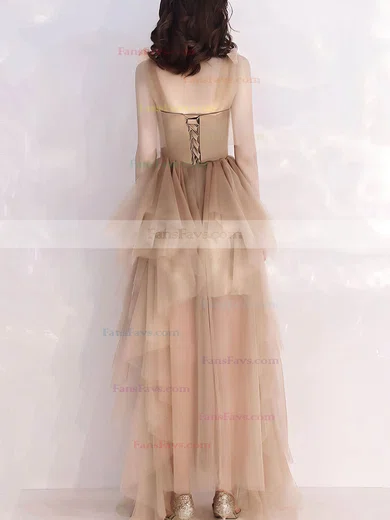 A-line Square Neckline Tulle Floor-length Tiered Prom Dresses #Favs020107151