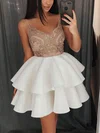 A-line V-neck Stretch Crepe Short/Mini Appliques Lace Short Prom Dresses #Favs020107154