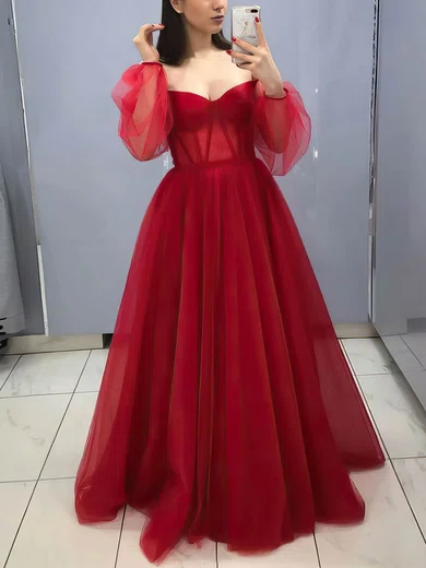 Ball Gown Off-the-shoulder Tulle Floor-length Sashes / Ribbons Prom Dresses #Favs020107156