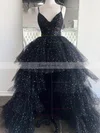 Ball Gown V-neck Glitter Asymmetrical Tiered Prom Dresses #Favs020107164