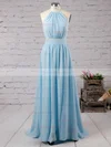 A-line Halter Chiffon Floor-length Split Front Prom Dresses #Favs020103638