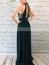 A-line High Neck Chiffon Sweep Train Beading Prom Dresses #Favs020107187