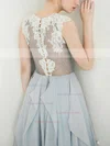A-line Scoop Neck Chiffon Sweep Train Appliques Lace Prom Dresses #Favs020103643
